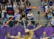 Avropa Oyunlarında bədii gimnastika üzrə lentlə hərəkətlər. Bakı, Azərbaycan, 21 iyun 2015